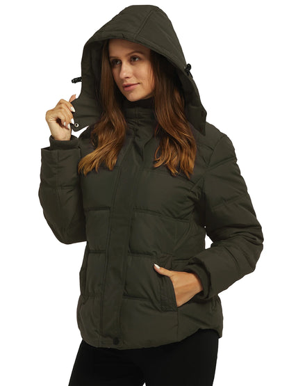 Women'S Recycled Winter Jacket Waterproof Winter Coat Fleece Parka Jacket Army Green S