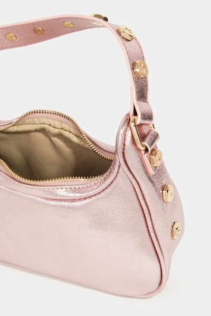 Fame Star Button Trim Hobo Handbag