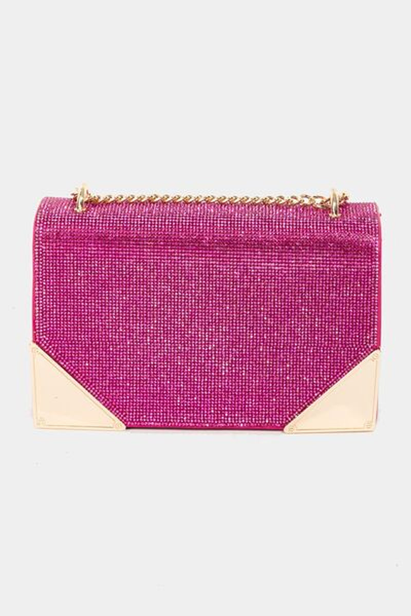 Fame Rhinestone Studded Rectangle Crossbody Bag