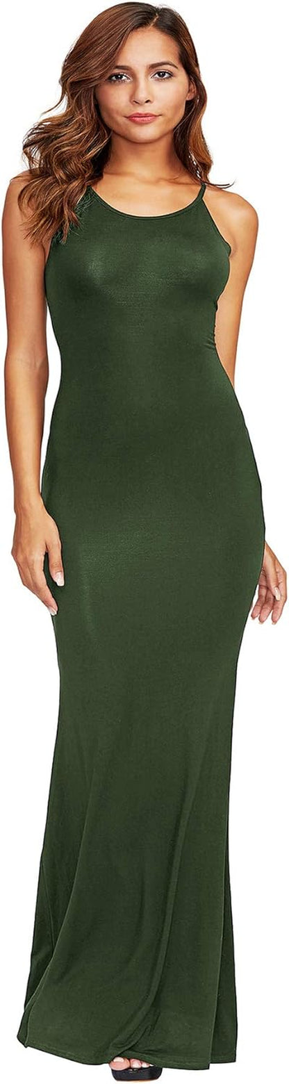 Women'S Sexy Striped Bodycon Maxi Dress Strappy Backless Summer Evening Party Dresses Dark Green X-Large