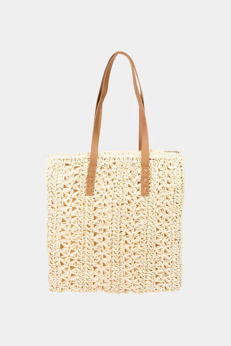 Fame Straw Braided Tote Bag